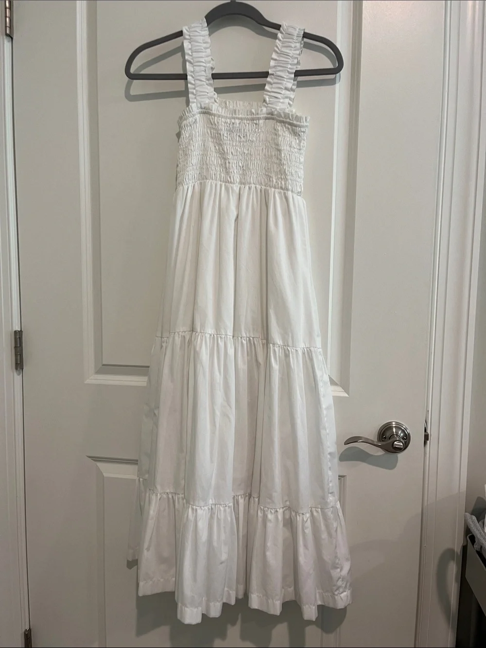 Abercrombie & Fitch Cream Smocked Maxi Dress